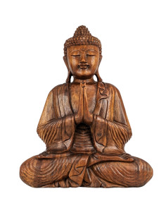 Large sitting Buddha statue solid wood carved hand 50cm