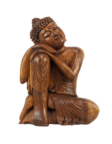 Seated Buddha Statue 40cm - Hand Carved Solid Wood