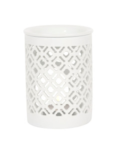 Perfume burner/ matt white ceramic lattice