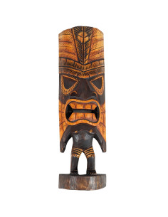Tiki head h40cm solid wood carved and hand painted
