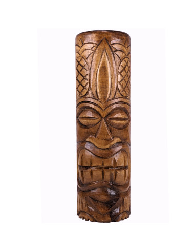 Grand Totem Statue Tiki 50cm en bois massif sculpté à la main