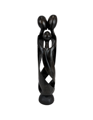 Great statue wood Family H50cm, abstract style african. Shade of black