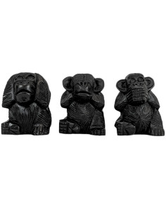 The 3 monkeys "secret of happiness". Statuettes in wood...
