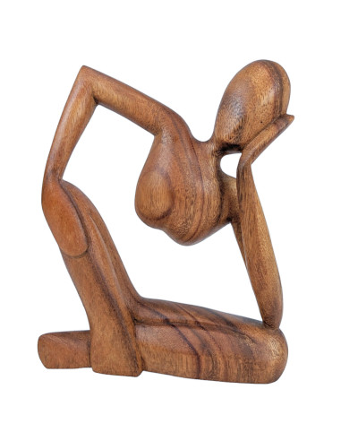 Abstract statue "The Thinker" 30cm in Raw Wood
