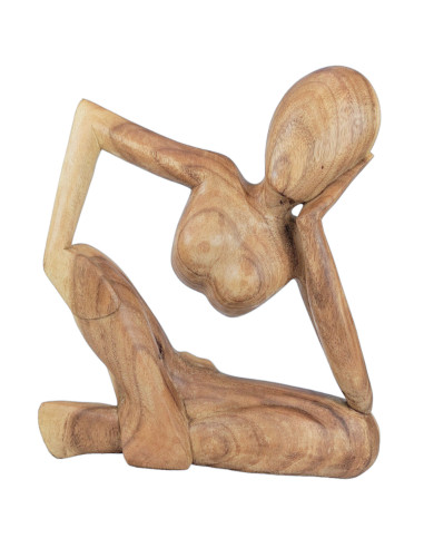 Abstract statue "The Thinker" 40cm in Raw Wood