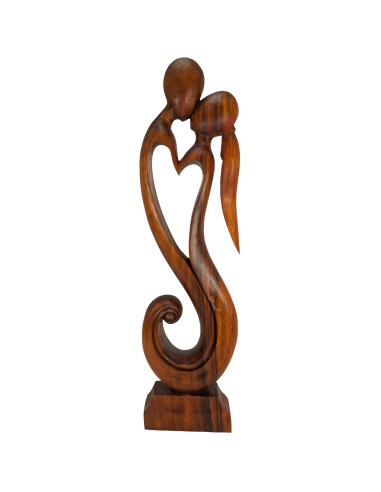 Statue abstraite Couple en Fusion 100cm en bois Teinté
