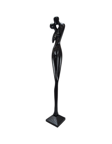 Statue abstraite couple amoureux 105cm en bois Noir