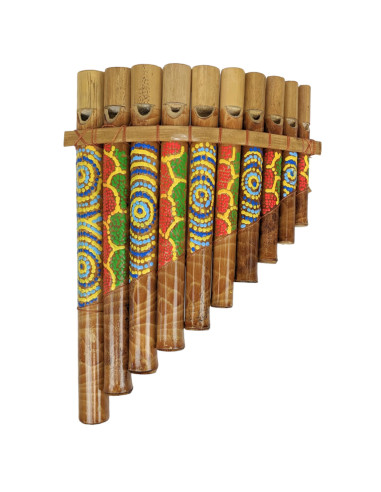 Bamboo pan flute - Aboriginal style decoration - handcrafted