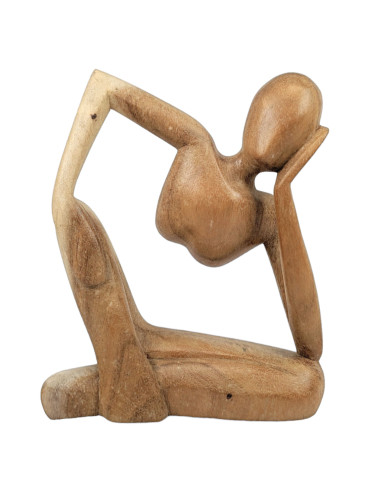 Statue abstraite "Le Penseur" 20cm en bois Brut