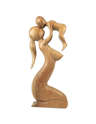 Great Statue of "Maternity" h50cm raw wood. The mother and the child