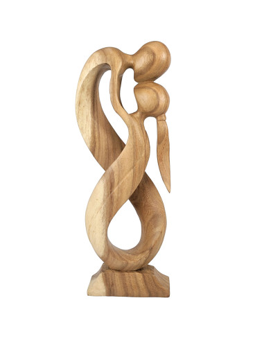 Large statue of a couple entwined infinity h50cm raw wood. Gift idea Wedding Wood