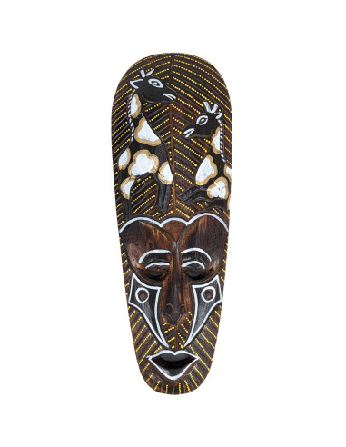 African mask in wood 30cm pattern Giraffe.