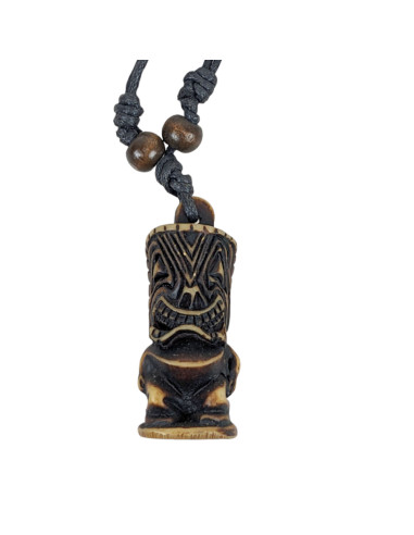 Men's / Women's Mixed Necklace with Tiki Pendant - Hawaii Tahiti Maori Jewelry