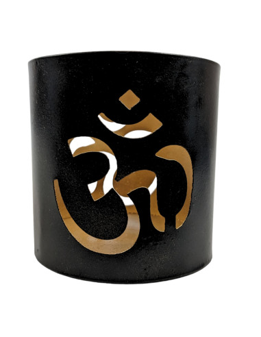 Ôm candle holder in black & gold metal ⌀9cm