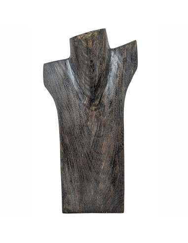 Buste présentoir à colliers 30cm en bois finition "noir vintage"