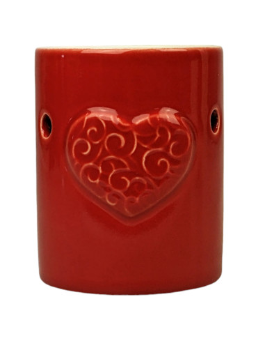 Bruciatore di incenso a cuore in ceramica rossa