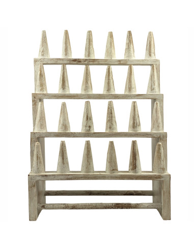 Grand porte-bagues /  Présentoir à bagues (24 cônes) en bois massif finition blanc cérusé