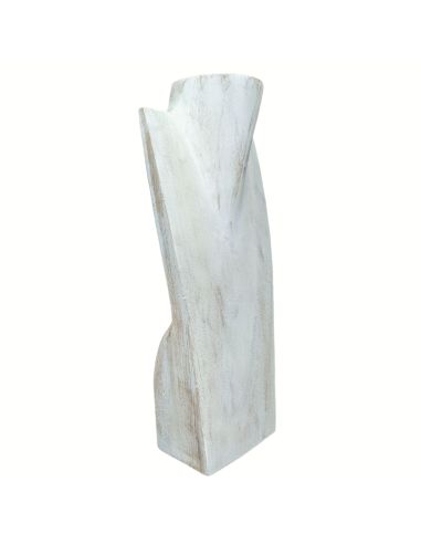 Buste - Présentoir à colliers en bois massif blanc cérusé 35cm