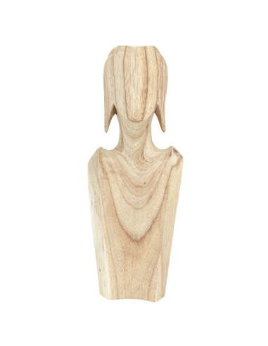Bust Presenter with necklaces and raw solid wood earrings