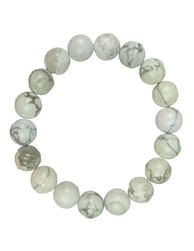 Natural Howlite Stone Bracelet - 10mm Balls