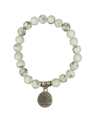 White Howlite Spirit Bracelet and Tree of Life Symbol