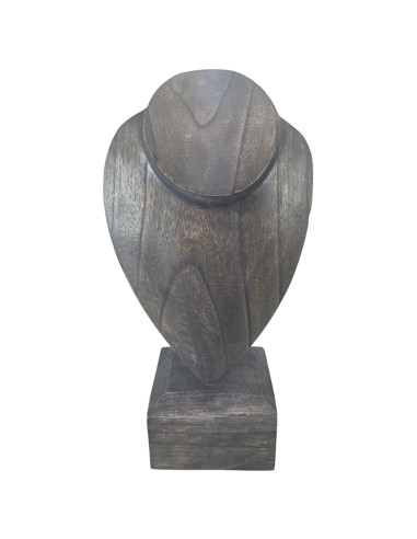 Dismesso - Busto collana espositore su supporto 30cm - finitura legno "Vintage Black"