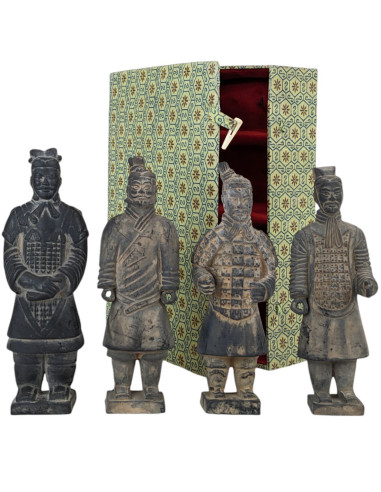 Coffret 4 Guerriers Chinois de Xian en Terre Cuite