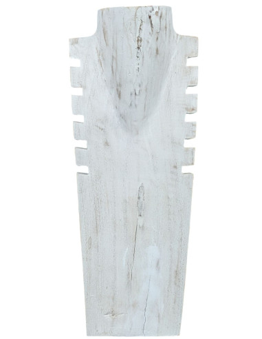 Dismesso - Espositore busto con colletti dentellati in legno massello cerato bianco 40cm