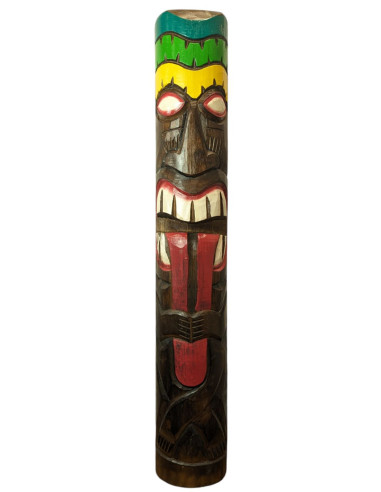 Decommissioned - Tiki Totem Sticking Out Tongue XXL 100cm in Solid Wood