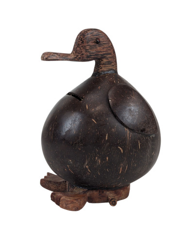 Tirelire Forme Canard en noix de coco fabrication artisanale