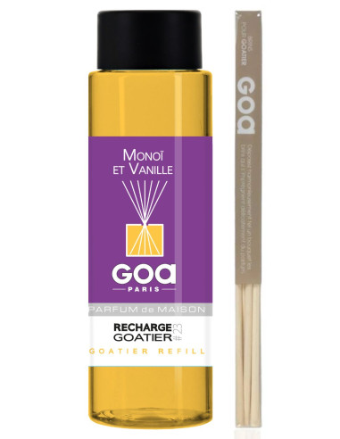 Monoi & Vanilla Perfume Refill - Goa 250ml + 1 Rattan Pack